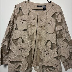 Beige Floral Embroidered Jacket